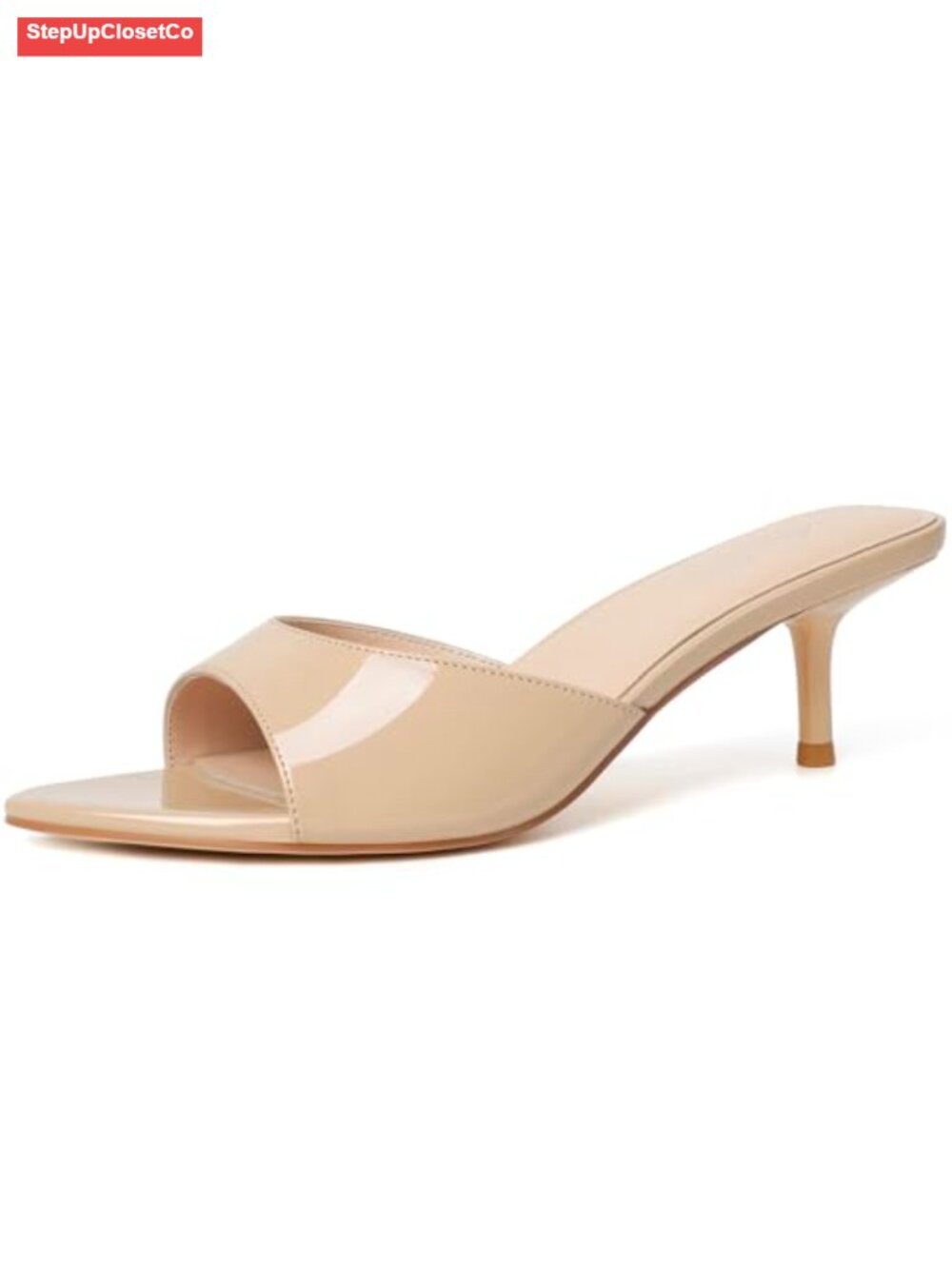 Kitten Heels Pointed Toe Mules Slip On Stiletto Backless Sandals Faux Leather